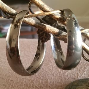 Silver Mirrored hoop earrings